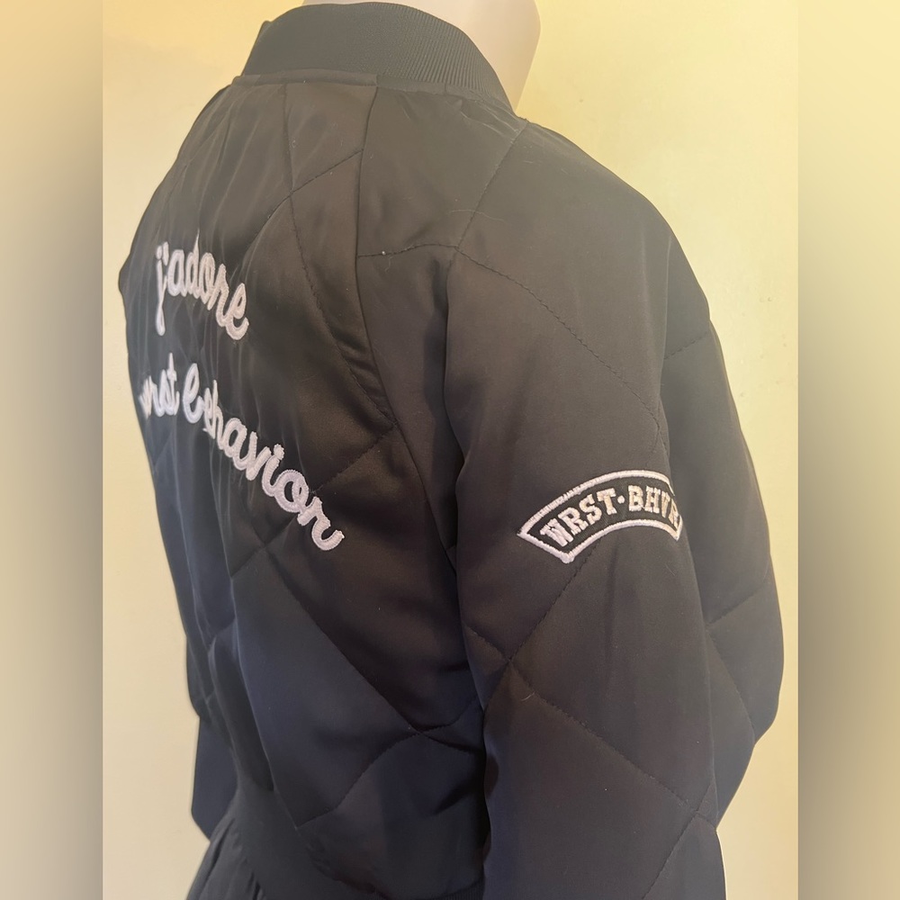 J’adore Worst Behavior Full Zip Branded Bomber Ja… - image 7